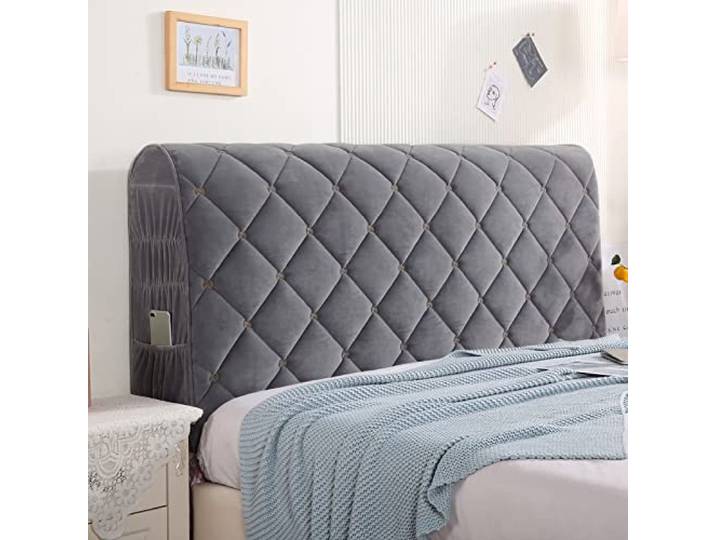 UVCMDUI Bett Kopfteil Bezug, Staubdichte Boxspringbett Kopfteil Bezug, Bettkopfteil Bezug für Schlafzimmer,Dark Grey,230cm/90.6in