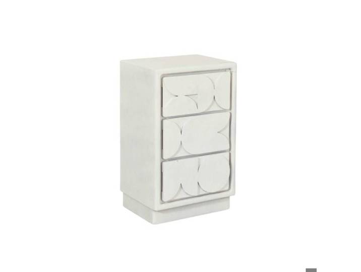 Petite commode 3 portes bois effet béton blanc Danaé
