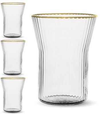 Bruno Magli Set of 4 Whiskey Glasses with Gold Rim - 10 oz
