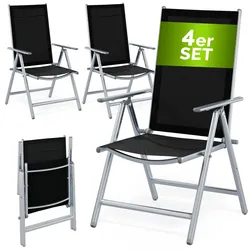 CASARIA® Aluminium Gartenstuhl Bern Klappbar Silber 4er Set