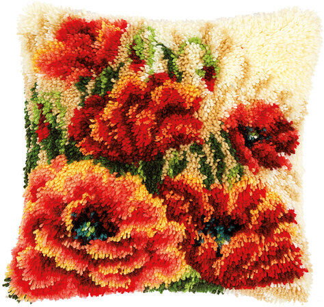 Knüpfkissen "Mohnblumen"