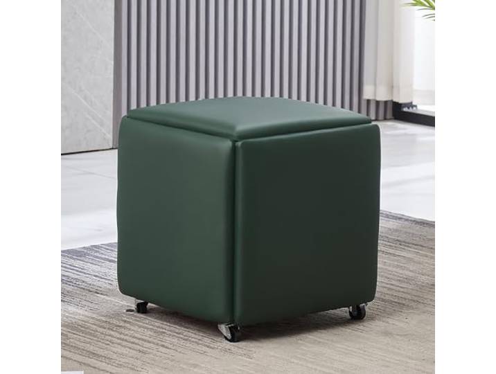 ZHANGGL 5-in-1 stapelbarer Nesthocker mit Lenkrollen, Leder-Sitzwürfel, beweglicher Sofastuhl für Wohnzimmer, Schlafzimmer, 18 x 18 x 19, Ankleidestuhl, Leder3