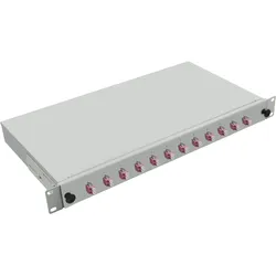 helos LWL 19 Breakoutbox mit 12x LC Duplex Kupplungen OM4, grau"