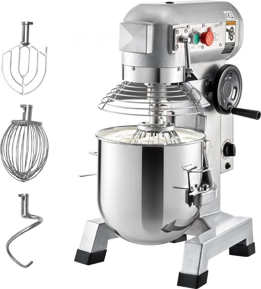 Knetmaschine Küchenmaschine 15L - 3 Geschwindigkeit Rührbesen, Knethaken, Drahtseil - 500W Teigmaschine - Edelstahlschüssel - Timerfunktion - Silber