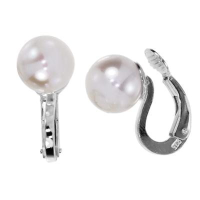 Paar Ohrclips OSTSEE-SCHMUCK "Ostsee-Schmuck Ohrclip Perle 8,5-9 mm Ohrclip Perle 8,5-9 mm", weiß, Ohrringe, Damen, 15 x 9mm, Silber 925 (Sterlingsilber)