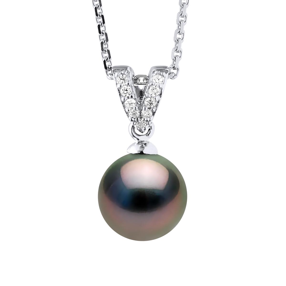 Halsketting Prestige Sieraden - Echte Gecultiveerde Tahiti Parel Rond 9-10 mm