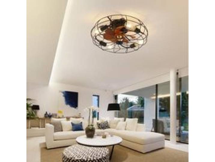 Ventilateur de plafond 20 pouces industriel 7 pales télécommande lumière intégrée montage plat intérieur