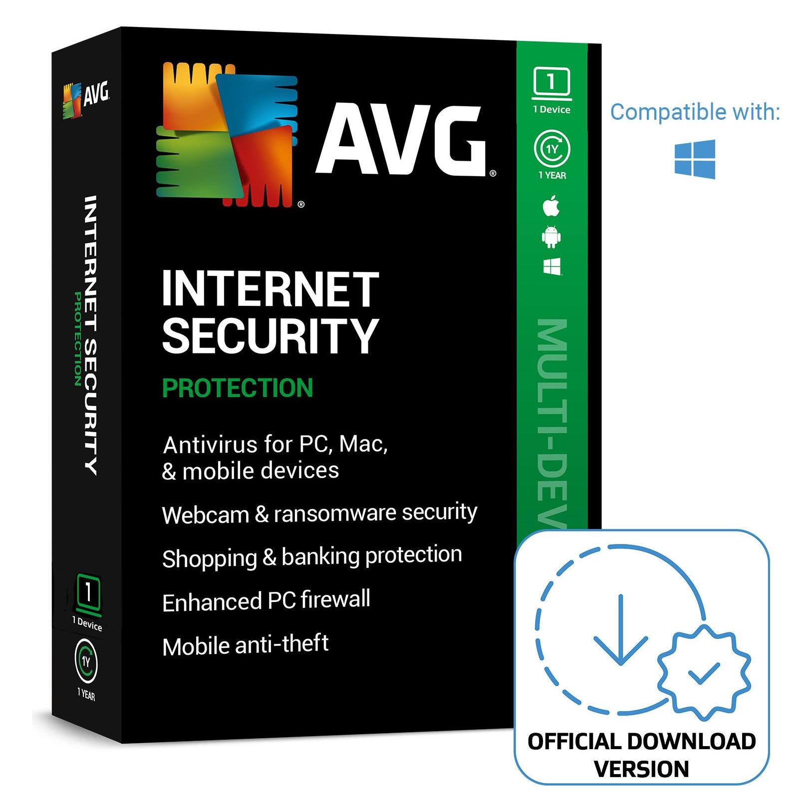 Avast AVG Internet Security (1 User, 1 Geräte/User, 12 Monate) (isw.1.12m)
