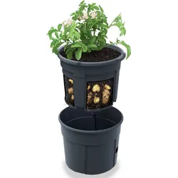 POWERTEC GARDEN Kartoffeltopf aus Kunststoff, Ø ca. 39 cm / Höhe ca. 31,5 cm - Anthrazit