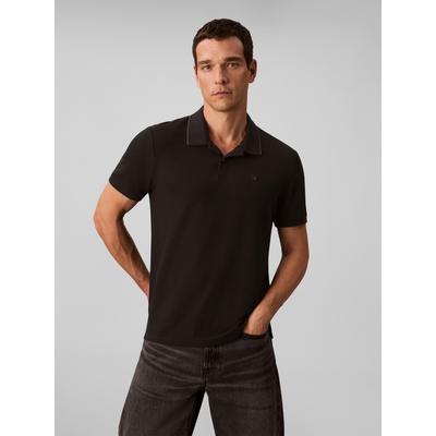 Poloshirt CALVIN KLEIN JEANS "SS RFND PQ TPPD CLSS", Herren, Gr. XXL, schwarz, Piqué, Obermaterial: 100% Baumwolle, unifarben, klassisch normal, Rundhals, eingesetzt angesetztes Bündchen, Shirts, Mit Rundhalsausschnitt