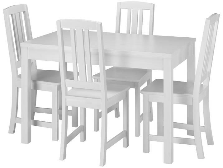 Klassische Essgruppe mit Tisch 75 x 120 und 4 Stühlen Kiefer Massiv