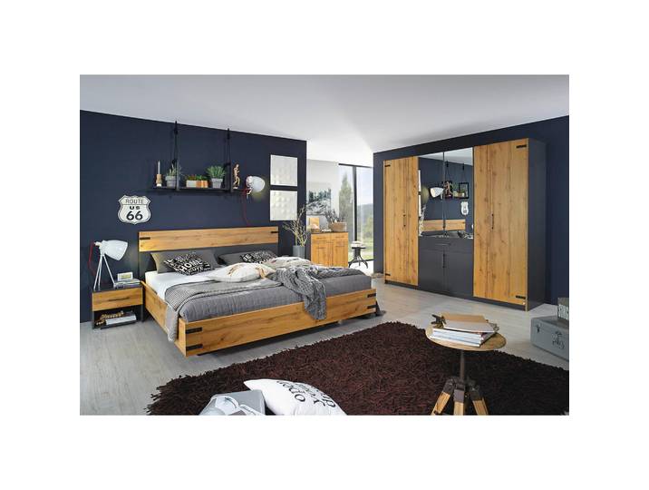 Bett - Eiche Artisan-graumetallic - 160x200 cm