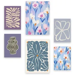POSTER Set Mit 6 Blaue Und Lila Zusammenfassungen A3 & A4 Rahmenlos