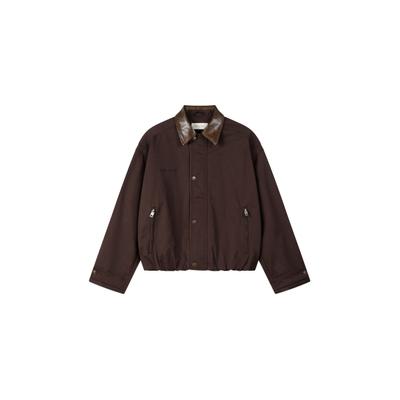 Outdoorjacke ANOTHER COTTON LAB "Another Cotton Lab Another Twill Jacket", Herren, Gr. M, braun (chocolate), 100% Baumwolle, unifarben, oversize, amerikanischer Ausschnitt, Jacken Outdoorjacke
