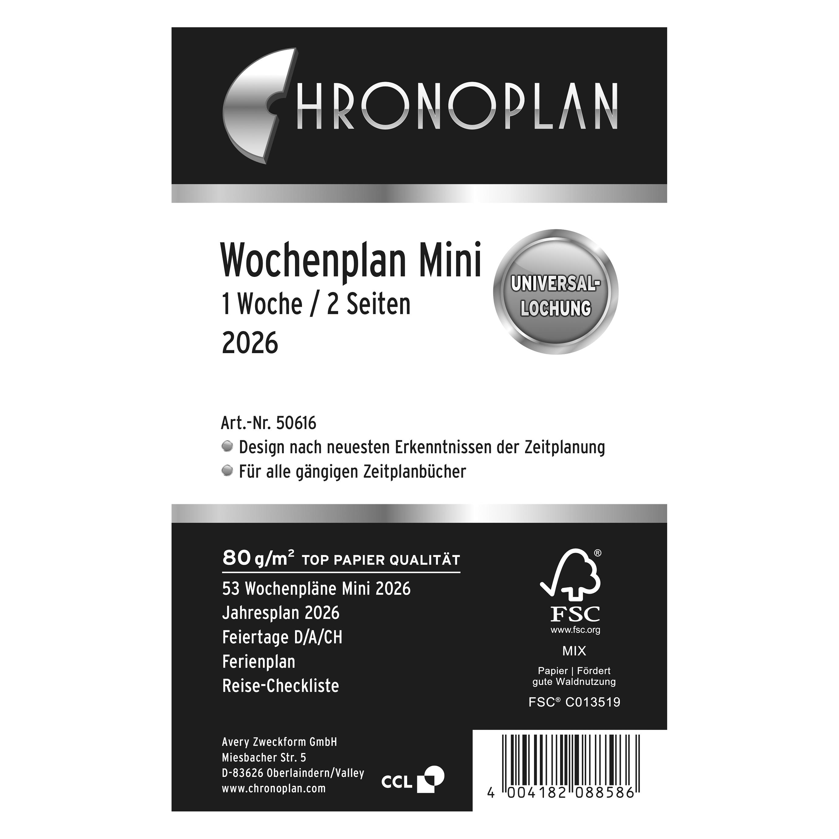 Chronoplan Wochenplan (Mini, 1 Woche / 2 Seiten) (50617)