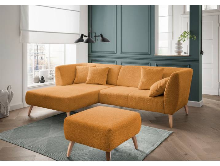 Ecksofa, Luxus-Microfaser, Gold, 264×160 cm, Recamiere Links, Klassisch, Inosign