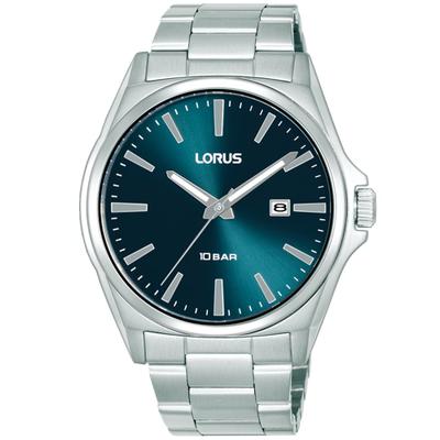 Quarzuhr LORUS, blau (silberfarben, schwarz), Armbanduhren, Herren, Quarzuhr, Armbanduhr, Herrenuhr, Edelstahlarmband, analog, Tag