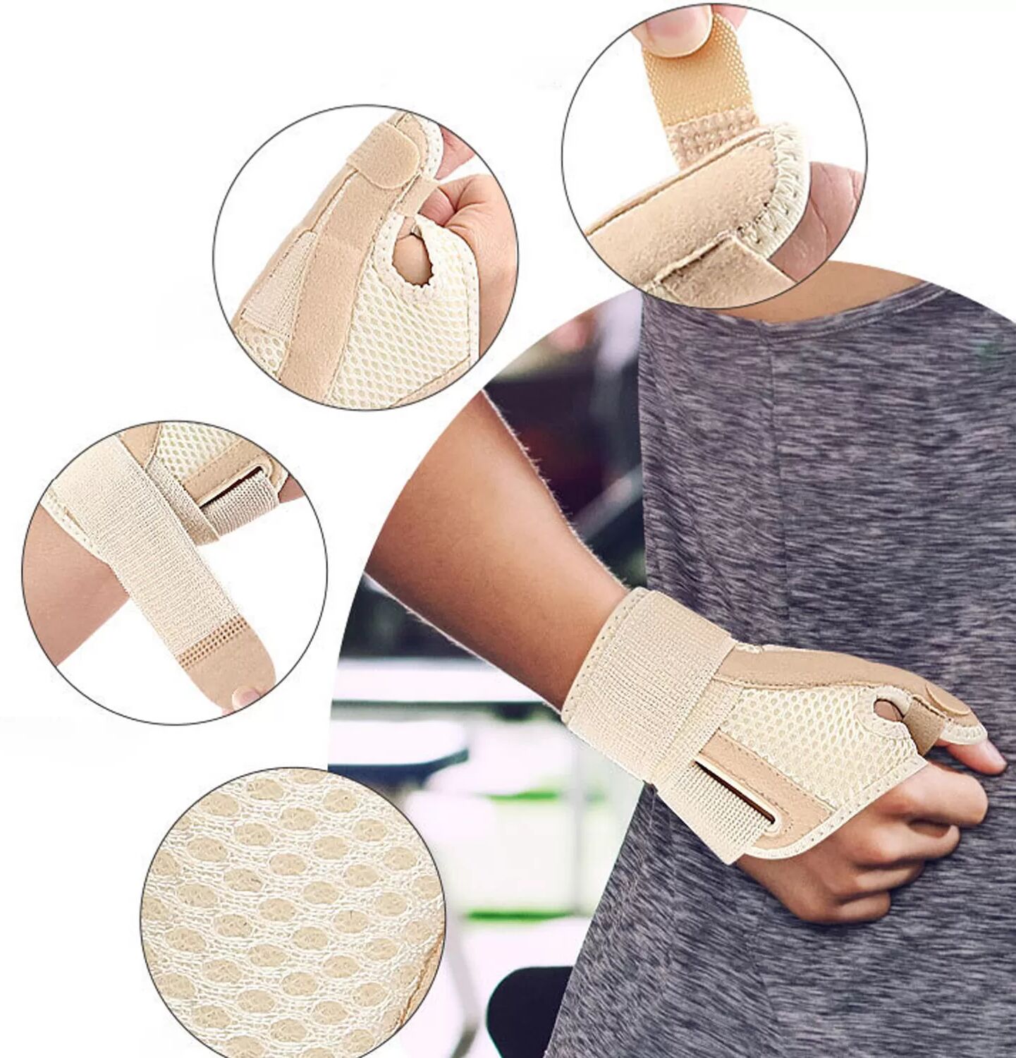 INF Gant de compression pour support de pouce et de poignet Le noir