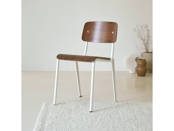 Stuhl aus Nussbaum und Metall white - Weiß - Walnut