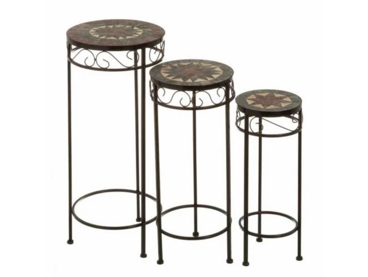 Sellettes / table haute - JUANIO - Set de 3 sellettes - Noir - Métal - 30 x 30 x 66 cm