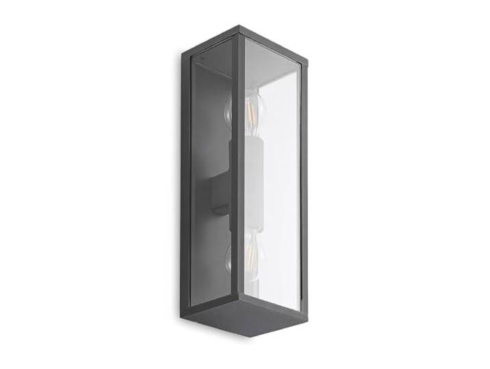 Lindby Applique Exterieur Peldar à intensité variable (Moderne) en Noir Aluminium (à 2 lampes\, E27) Murale Luminaire Lampe Jardin Eclairage