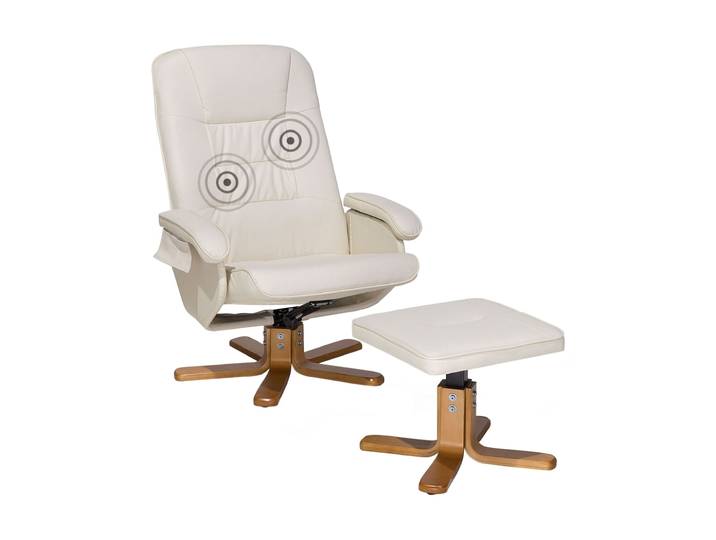 Fauteuil massant cuir pu blanc cassé