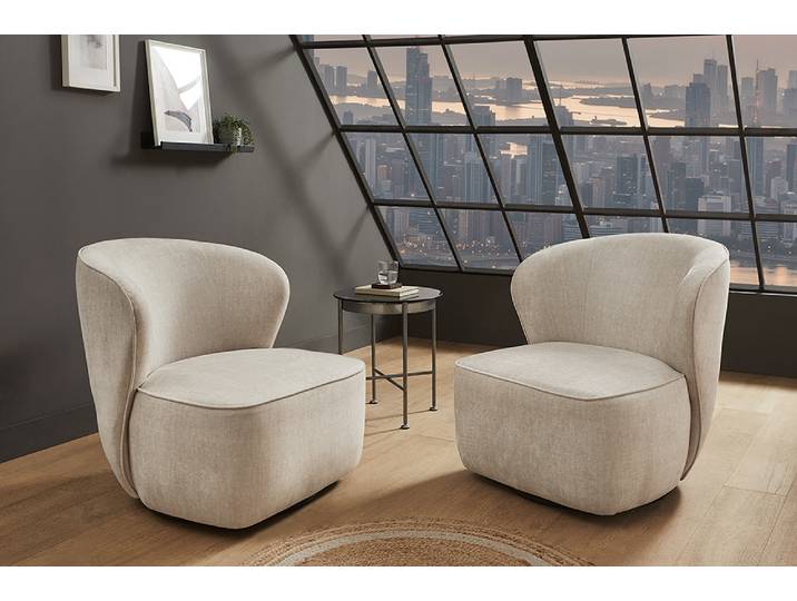 Drehbarer Design Sessel GATSBY beige Samt 360° Modern & Design