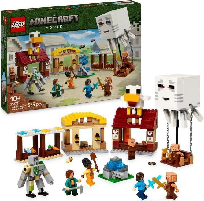 LEGO Minecraft 21273 Aanval van de Ghasts op het Dorp Bouwset met 555 onderdelen