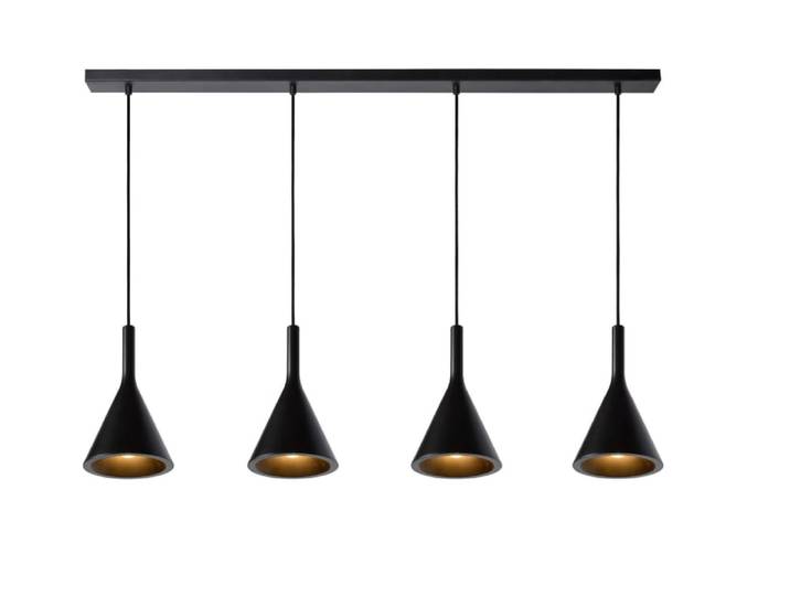 Suspension métal 4 lumières Noir