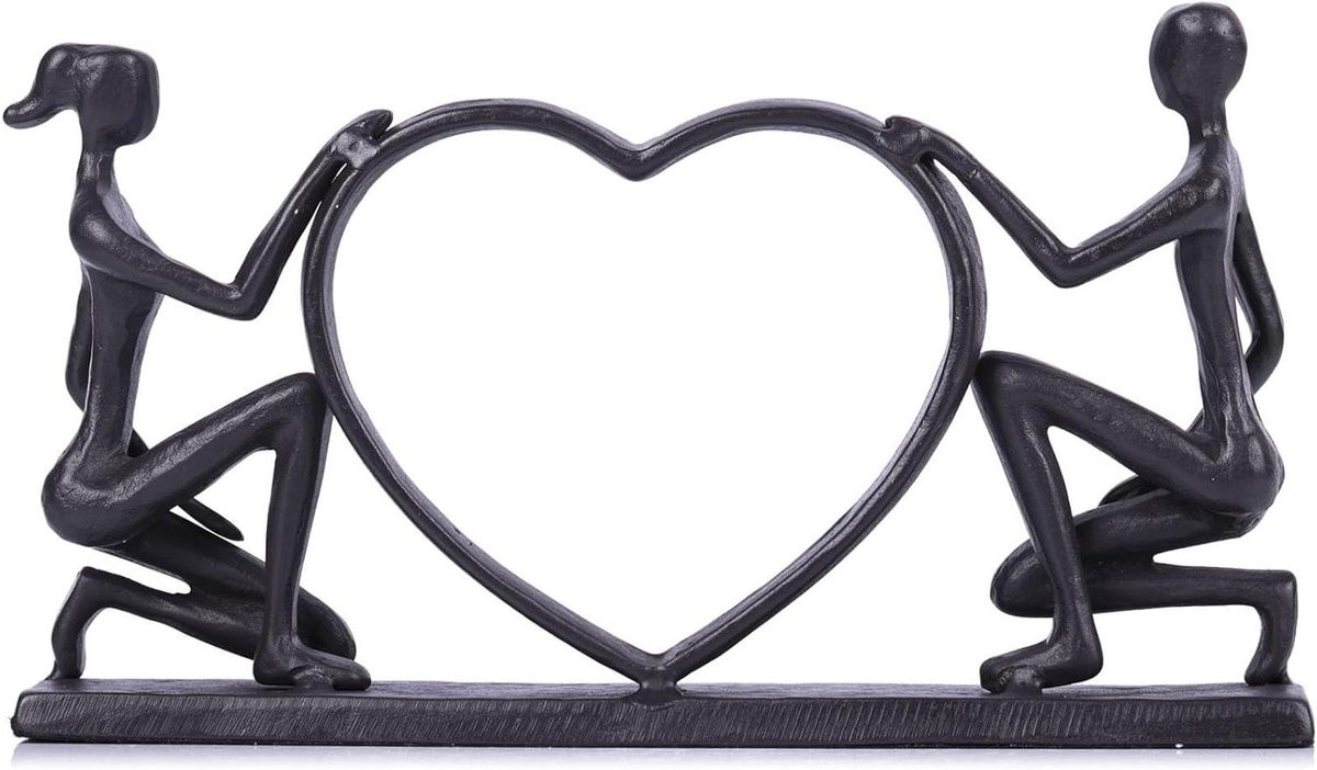 Koppel Beeld Liefdesbeeldje Sculptuur Handgemaakt Gietijzer Zwart 1.15 kg