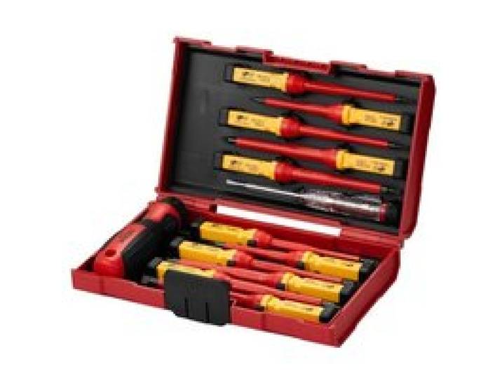 VEVOR isolierter Schraubenziehersatz 13-tlg. elektrischer Schraubendrehersatz, isolierter Elektriker-Werkzeugsatz, mit magnetischen Kreuzschlitz-, Schlitz- und Pozidriv-Torx-Spitzen, Schraubendreher