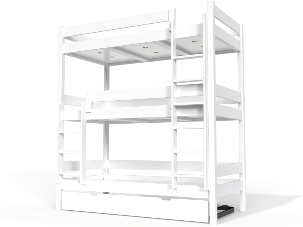 ABC MEUBLES Etagenbett 4 Plätze 80X190 holz ABC - Weiß