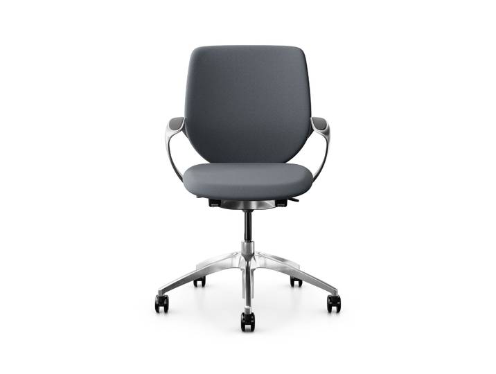 Swivel chair backrest configurable Giroflex 313 with upholstered backrest, with fixed armrests Gray/Chrome-plated, New