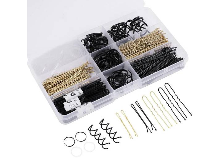 Haarnadeln Set 343 Stück mit Aufbewahrungsbox, Mehrfarbig, Metall, 5x1x6 cm, Freizeit & Co, Wellness & Gesundheit, Körperpflege