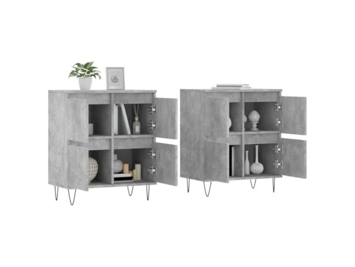KTHLBRH Sideboards 2 Stück grau Beton Holz mehrschichtig 120 x 35 x 70 cm, Möbelstück für Wohnzimmer, Türen, Metall, Montage erforderlich