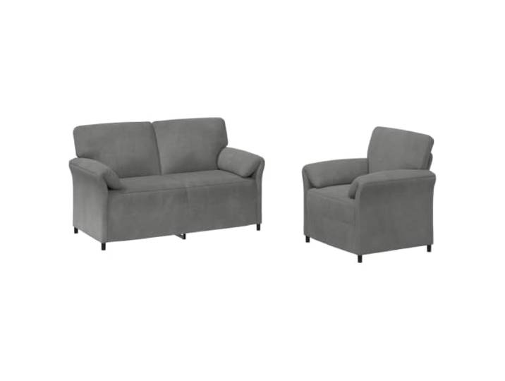Makastle Sofa Couch 2er Set Dunkelgrau Samt