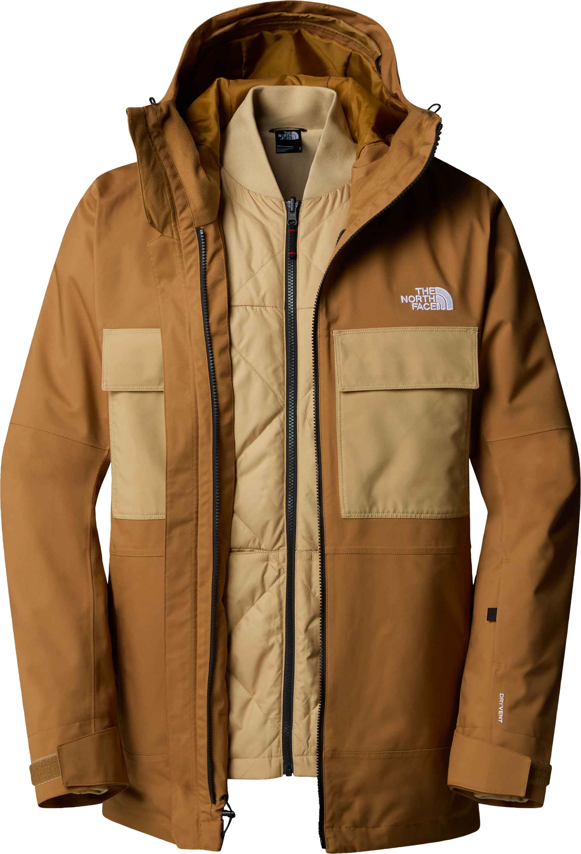 The North Face - Veste de ski 3 en 1 - M Fourbarrel Triclimate Jacket Utility Brown Khaki Stone pour Homme - Taille S - Marron