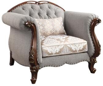 CDecor Daphne Gray and Cherry Button-Tufted Accent Chair