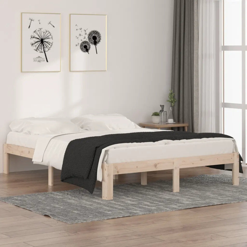 17 Stories Jahvel Solid Wood Bed Natural Kingsize (5')