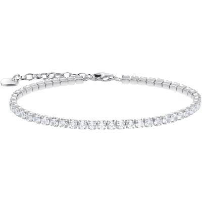 Armband THOMAS SABO "Schmuck Silber 925 Tennisarmband" Gr. 19, silber (silberfarben, kristallweiß, kristallweiß), Armbänder, Damen, 19, Silber 925 (recycelt), Armkette, mit Zirkonia (synth.)