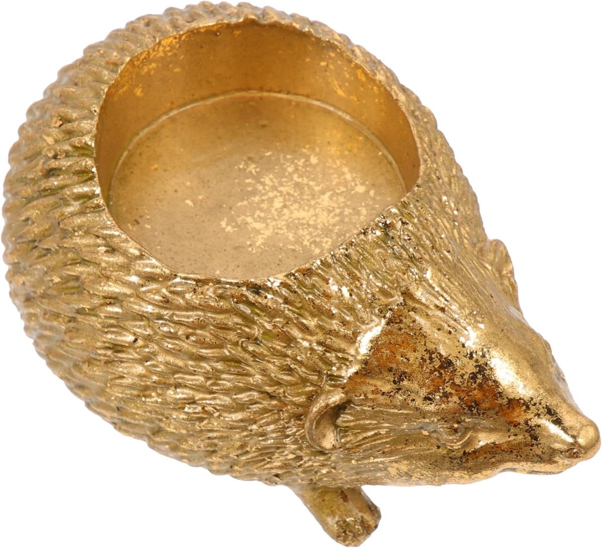 Gouden Egel Kandelaar - Theelichthouder Ornament voor Tafeldecoratie - Lengte: 9,8 cm