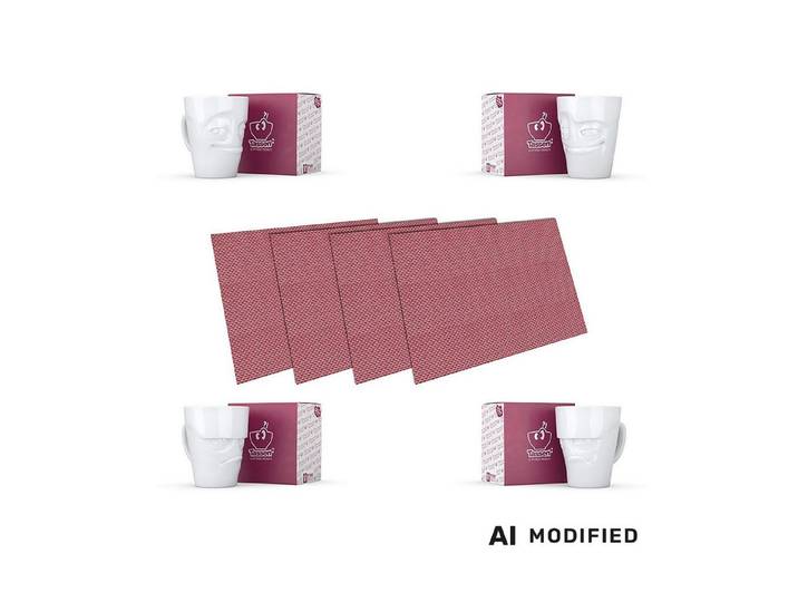 FIFTYEIGHT PRODUCTS Becher Henkelbecher-Set 4-tlg. - jeweils 350 ml + Tischsets, 1-tlg.