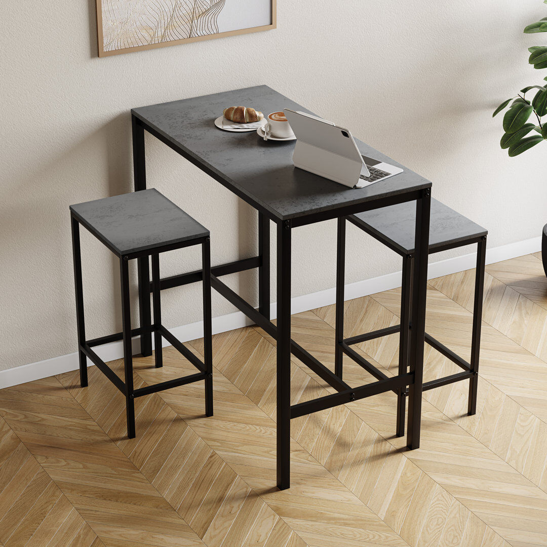 Borough Wharf 2 -Person Dining Set Black/Grey/Black/Grey 2