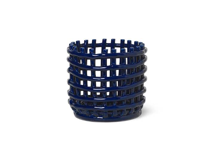 Ferm Living Panier tressé Ceramic Ø16 cm Bleu