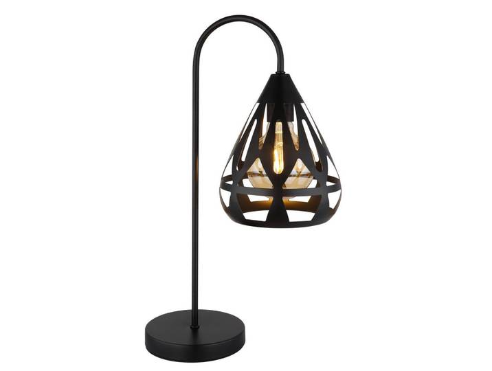 Globo Tischleuchte, Schwarz, Metall, Kunststoff, rund, 17x48x28 cm, CE, Wippschalter, Lampen & Leuchten, Innenbeleuchtung, Tischlampen, Tischlampen