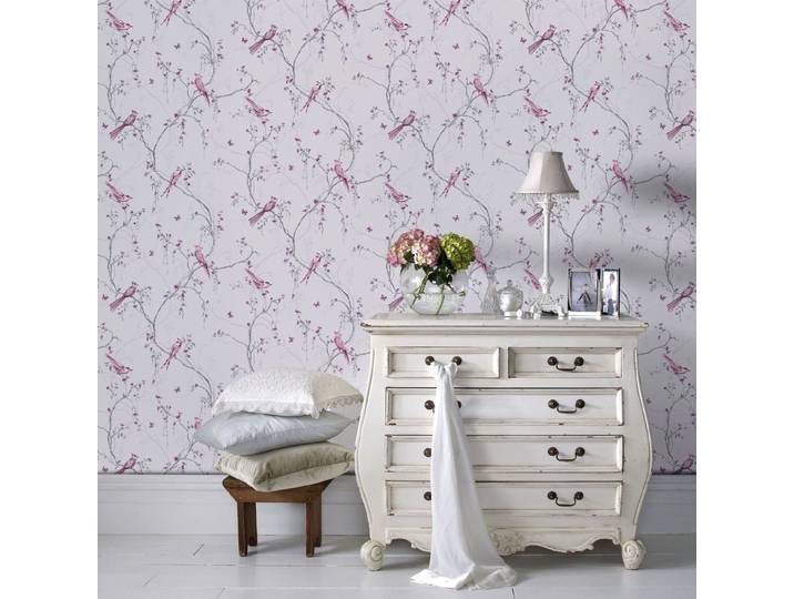 Papier Peint Intissé À Motif Oiseaux Violet – Dimensions 1005 X 52cm – Lavable Et Arrachable À Sec – Colle Directement Sur Le Mur – Superfresco Easy