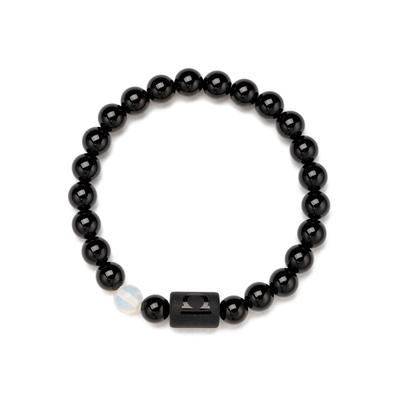 Armband FIRETTI "Schmuck Geschenk Armschmuck Armkette Edelstein Sternzeichen", schwarz (schwarz, schwarz, weiß), Armbänder, Damen, 20cm, Waage, Silikon Stein, Silikon, Stein, Armband, Made in Germany - mit Onyx und Geburtsstein