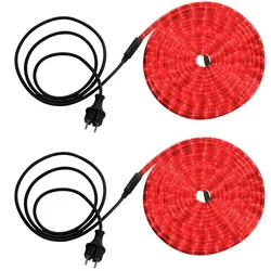 2x LED Lichterrschlauch rot Außen Garten Terrassenbeleuchtung transparent L600cm