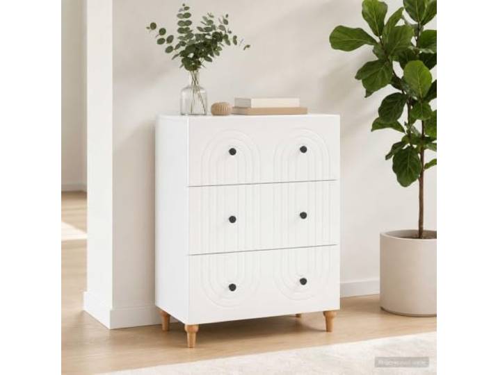 GPWERSDF Schubladenschrank Weiß 66 x 34,5 x 90 cm Holzwerkstoff Schlankes Design, sanft gleitende Schubladen, pflegeleichte Oberfläche, vielseitig als Sideboard nutzbar