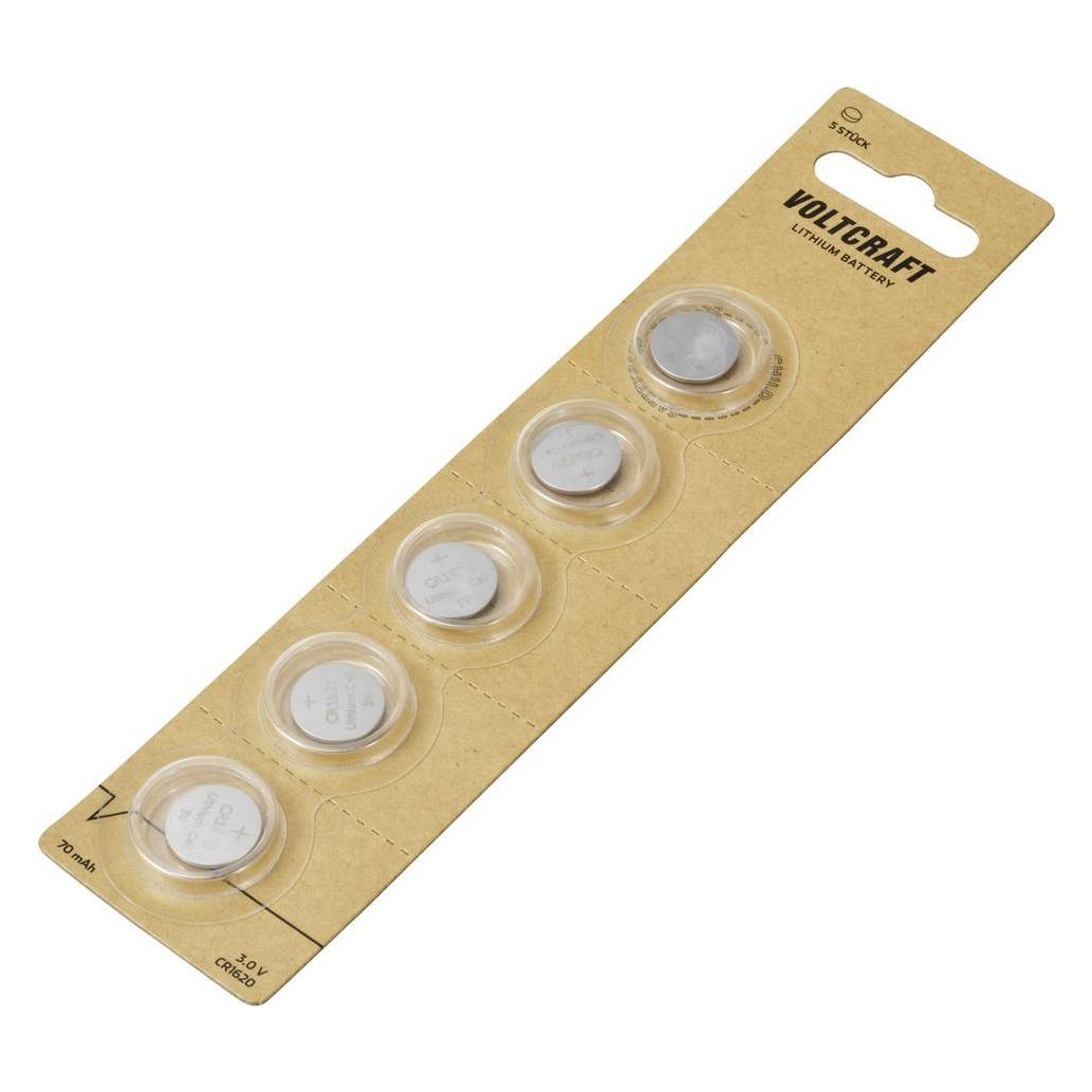 Voltcraft Knopfzelle CR 1620 3 V 5 St. 70 mAh Lithium VC-16107960 (5 Stk., 70 mAh) (VC-16107960)
